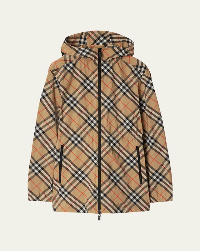 Check EKD Embroidered Hooded Windbreaker Jacket